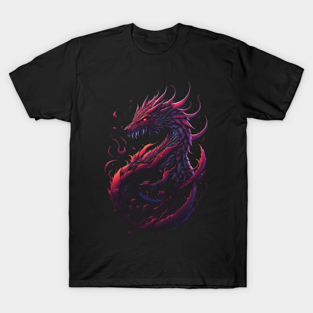 Red Chinese Dragon Mythical Creature T-Shirt by EddieBalevo